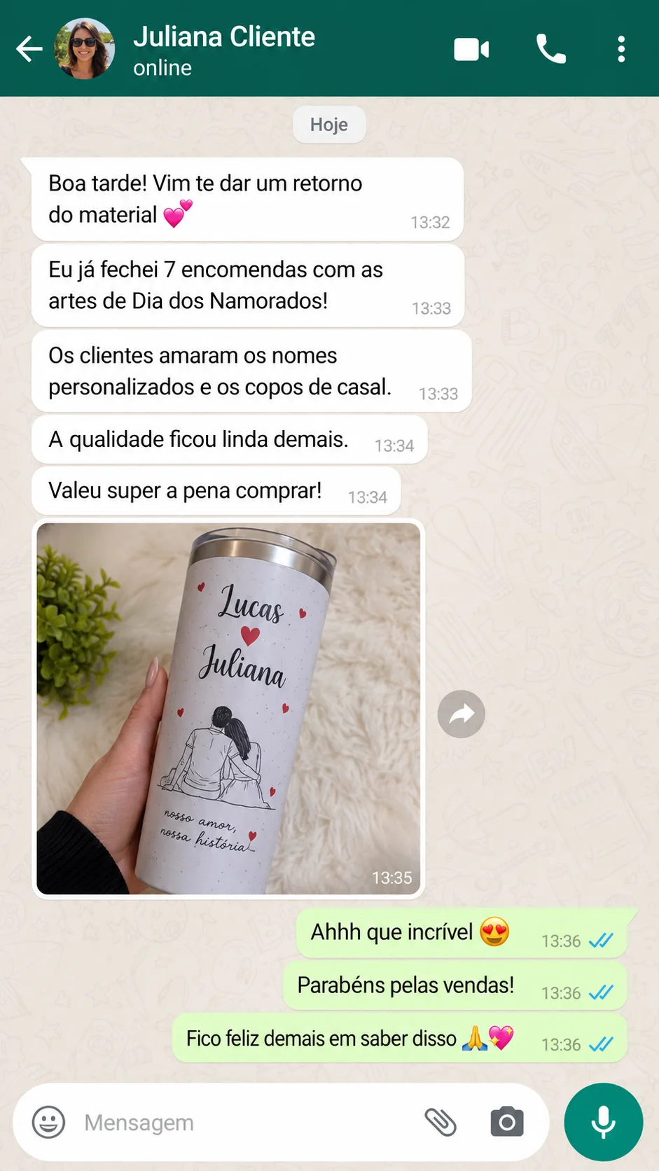 Feedback real de cliente no WhatsApp
