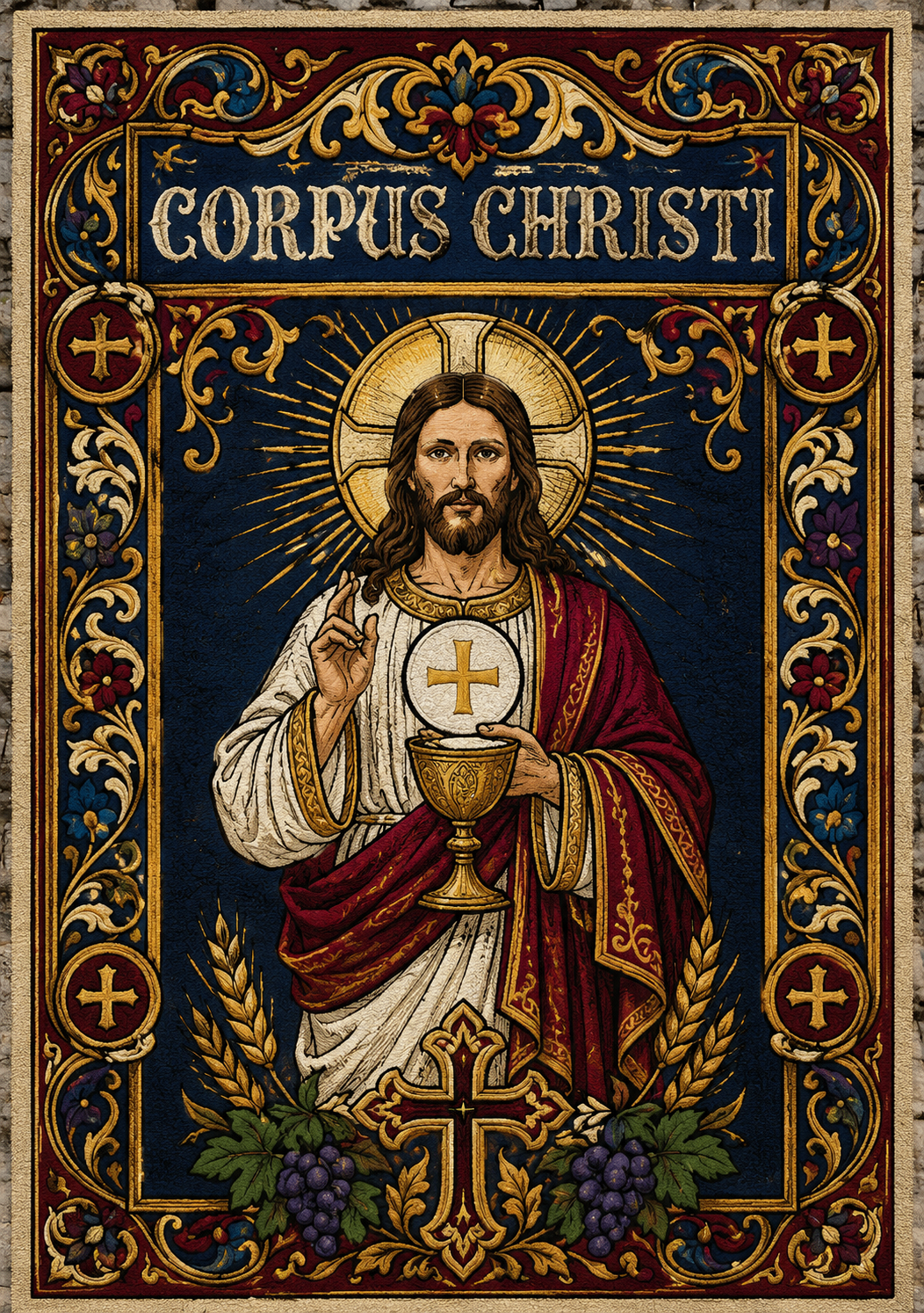 Molde Corpus Christi ilustrado — Cristo com cálice